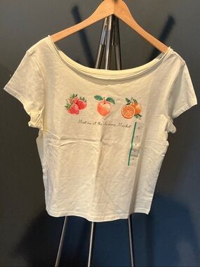 Grayson Threads Cream Scoop Neck Tee with Fruit Graphic
